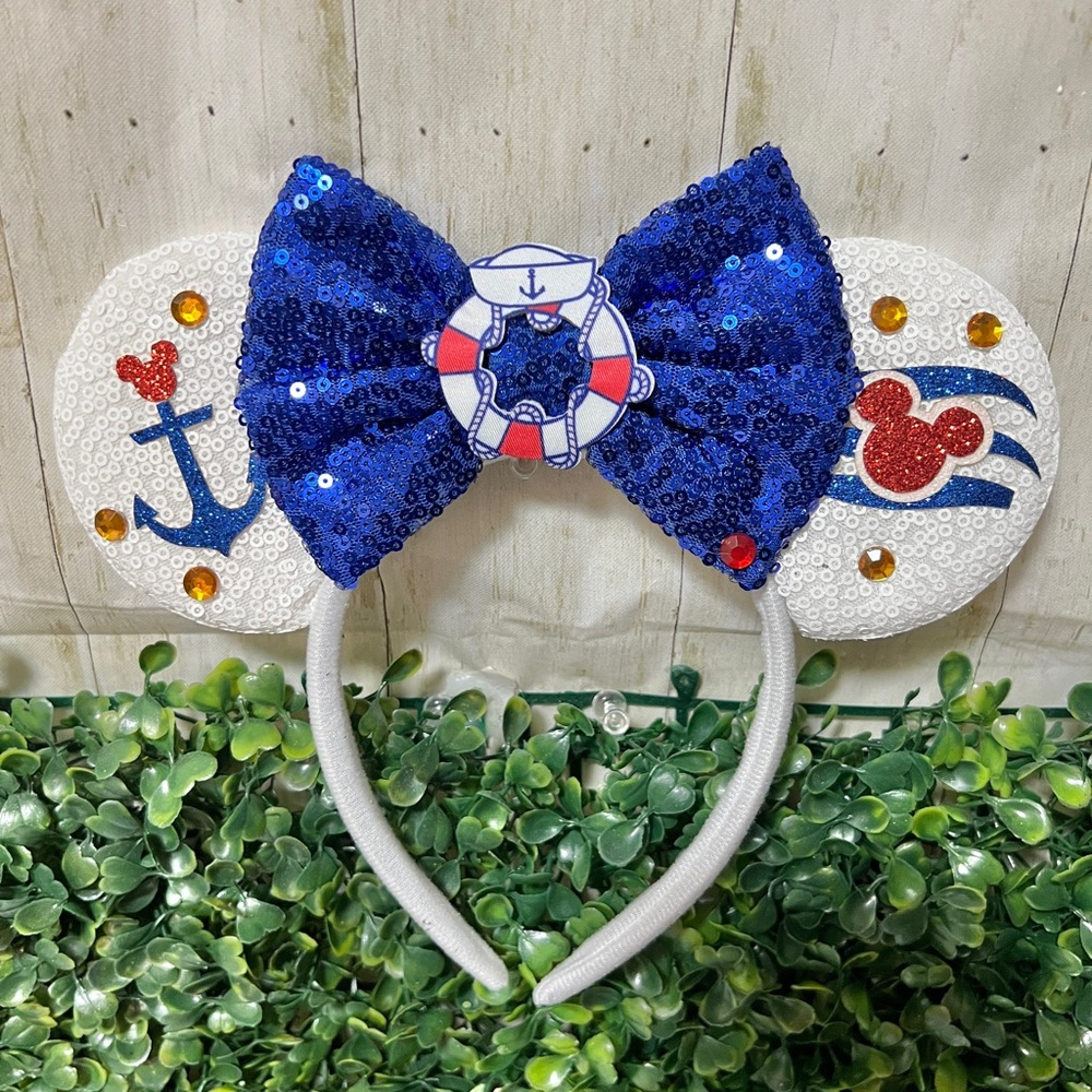 Sequin Nautical Kids Headband - Blue and White
